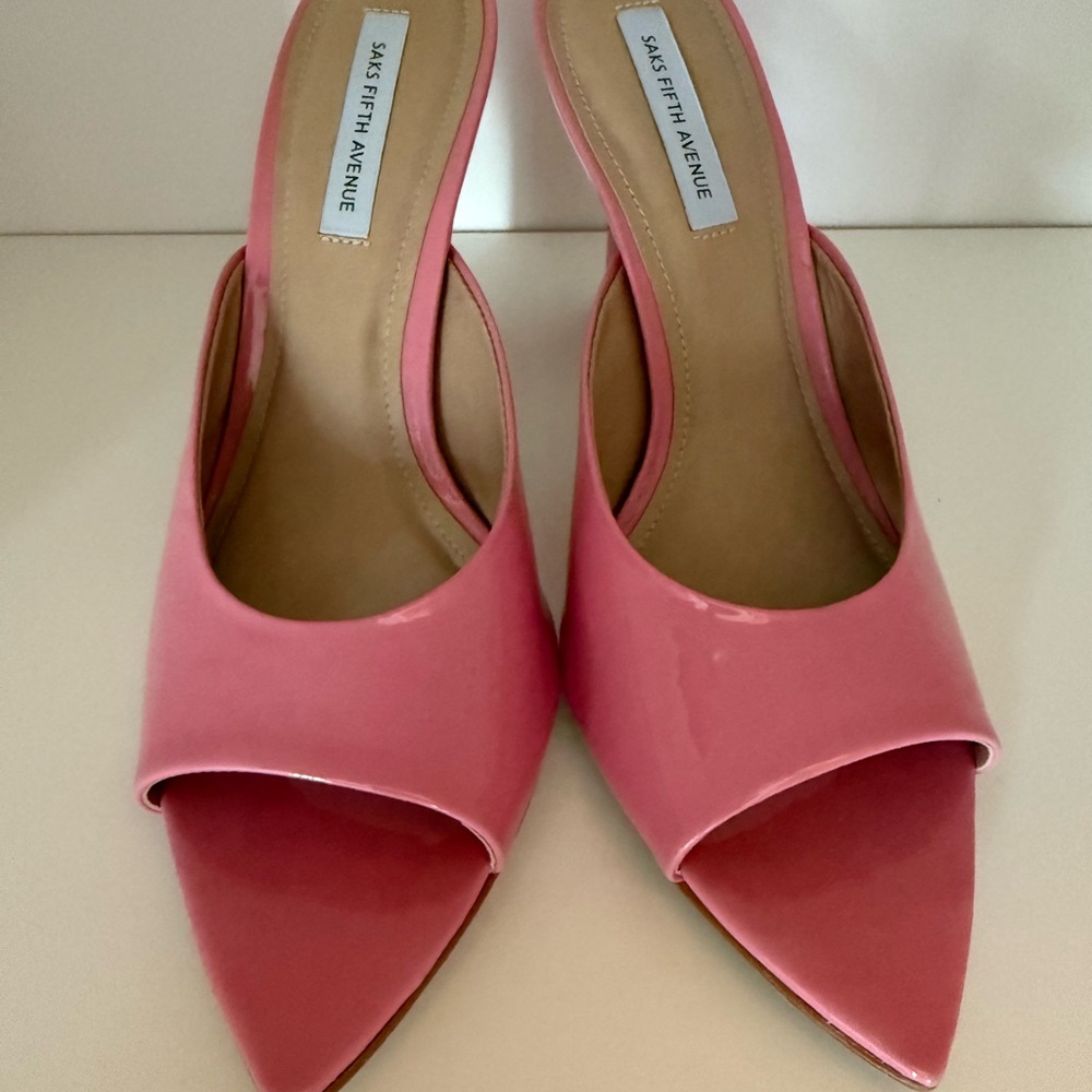 Saks Fifth Avenue Pink Slides sandals Open-Toe Heels